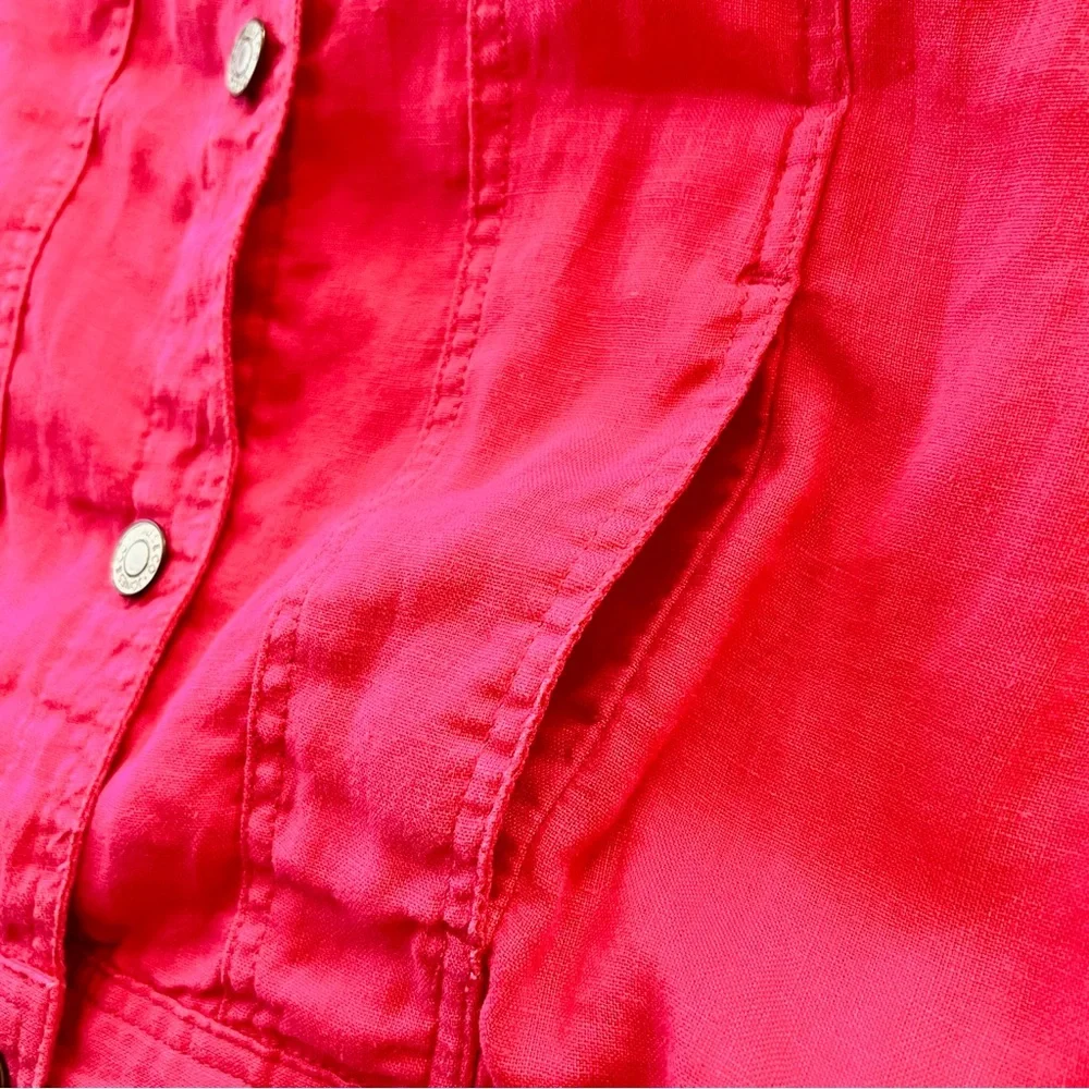 Jones New York Linen Fuchsia Pink “Jean Style” Jacket Classic Preppy Vibrant - Picture 3 of 7